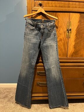 7 For All Mankind Medium Blue Flare Jeans - Women's Wide Leg